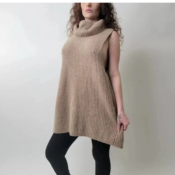 Free People Tan Sleeveless Turtleneck Sweater - Picture 5 of 9
